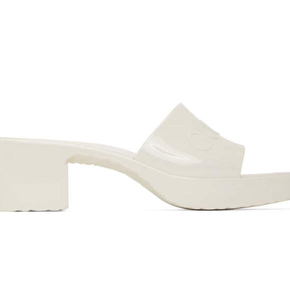 GUCCI Off-White Rubber Slide Heeled Sandals 36 - Picture 3 of 10